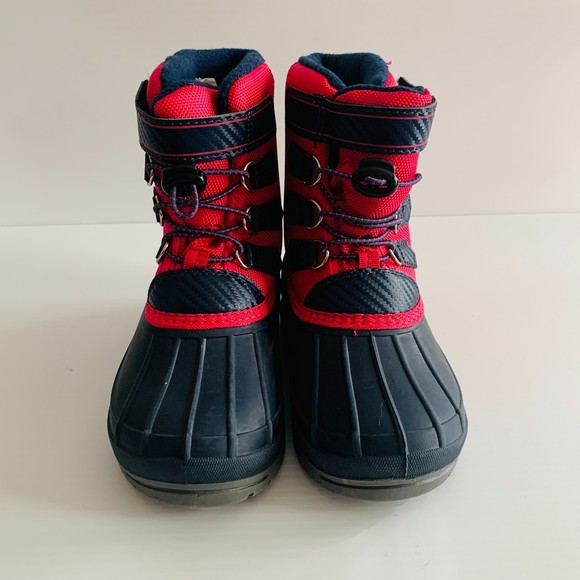 Girl's Size 12 Wonder Nation Insulated Fleece Lined Winter Snow Boots Pink/Navy - Picture 2 of 10